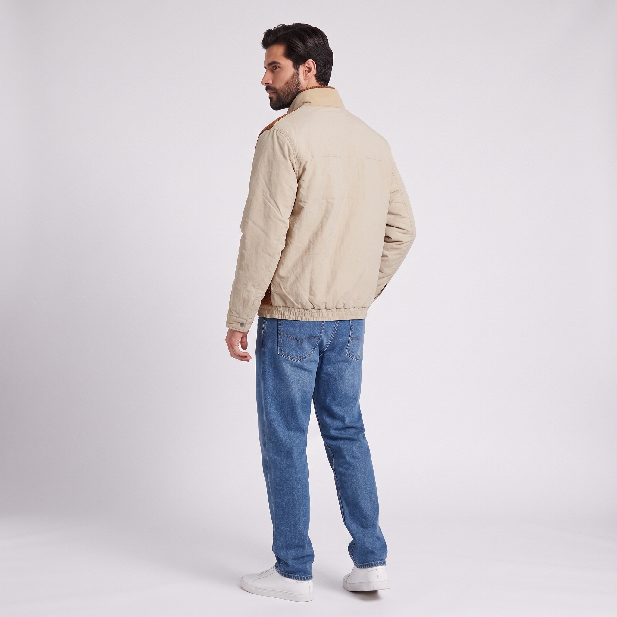 Giubbotto imbottito in teddy e nylon